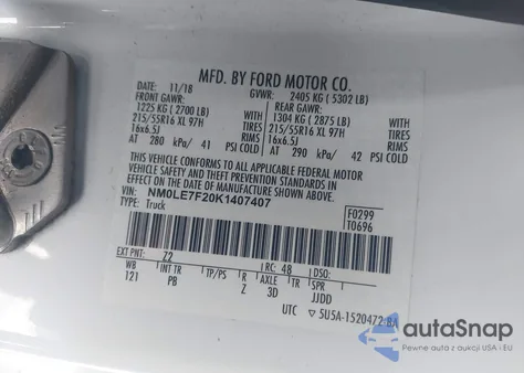 2019 Ford Transit Connect Xlt from USA, damaged, VIN NM0LE7F20K1407407